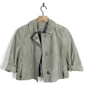Akris Punto Cropped Snap Button Lamb Suede Jacket